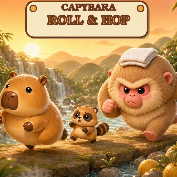 Capybara Roll and Hop — cozy side-scrolling platform adventure