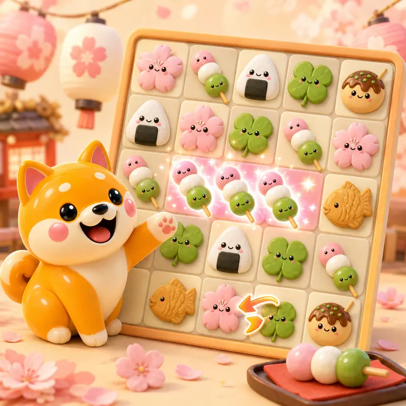 Shiba Dango Match — kawaii match-3 puzzle game